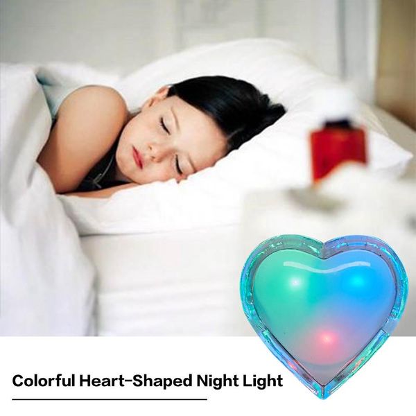 Heart-shaped Wall Lamp Plug-in Colorful Night Light With Automatic Dusk To Dawn Sensor For Children And Girls Boys Bedroom