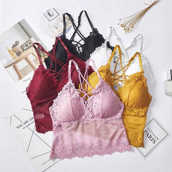 women's lace stiching camis 5colors wireless lace mesh bra cross straps underwear lingerie vest intimates tanks, Black;white
women's lace stiching camis 5colors wireless lace mesh bra cross straps underwear lingerie vest intimates tanks, Black;white