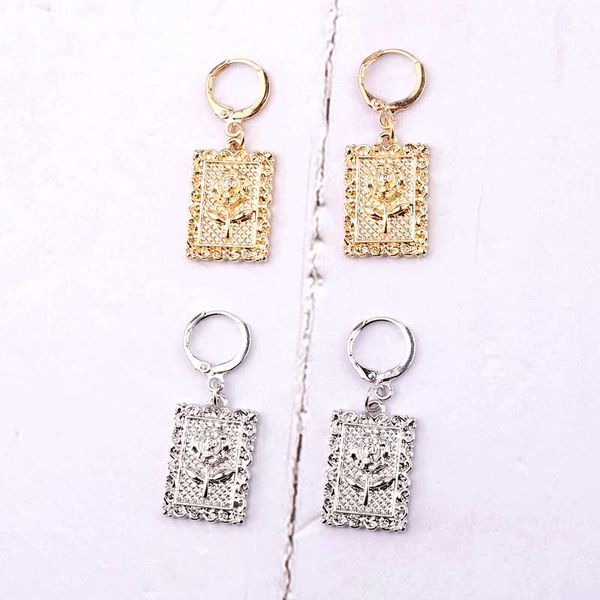 1pair trendy metal color square rose flower hoop earrings europe vintage geometric pendant endless circle earrings jewelry e596, Golden;silver
1pair trendy metal color square rose flower hoop earrings europe vintage geometric pendant endless circle earrings jewelry e596, Golden;silver