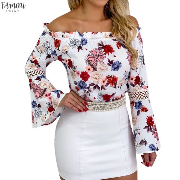 female blouses women summer floral print flare sleeve cold shoulder blouse casual tunic shirt blouse tees, White
female blouses women summer floral print flare sleeve cold shoulder blouse casual tunic shirt blouse tees, White