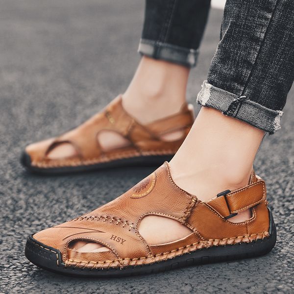 new style summer sandals men's leather bag head sandals cowhide anti-slip outdoor breathable men's casual shoes, Black
new style summer sandals men's leather bag head sandals cowhide anti-slip outdoor breathable men's casual shoes, Black