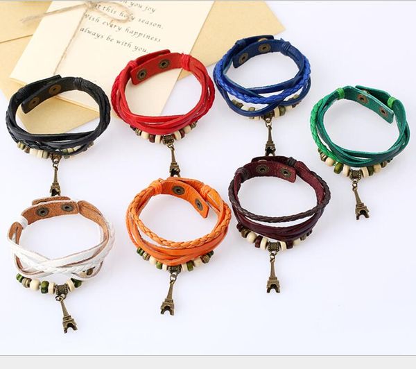 new braided retro tower pendant lady leather bracelet dab081 charm bracelets jewelry bracelet, Golden;silver
new braided retro tower pendant lady leather bracelet dab081 charm bracelets jewelry bracelet, Golden;silver