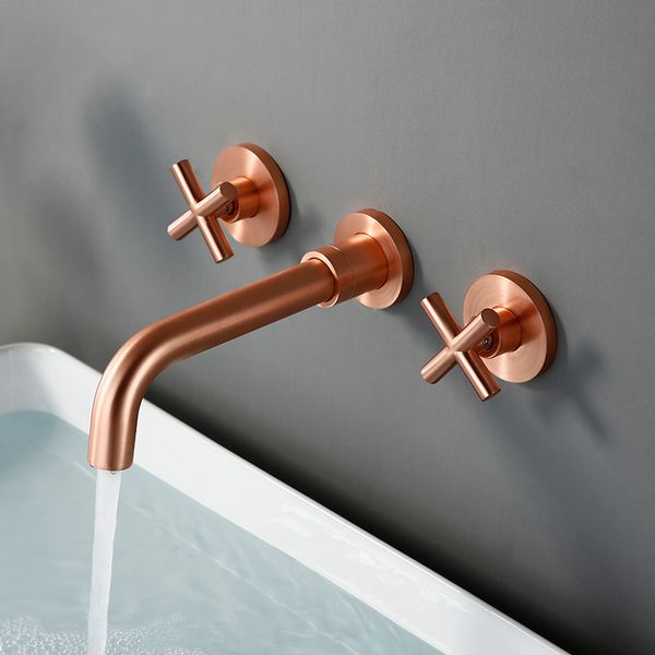 modern brushed rose gold brass double cross handle bath wall mounted 3 hole water bathroom home sink faucet cold tap in-wall
modern brushed rose gold brass double cross handle bath wall mounted 3 hole water bathroom home sink faucet cold tap in-wall