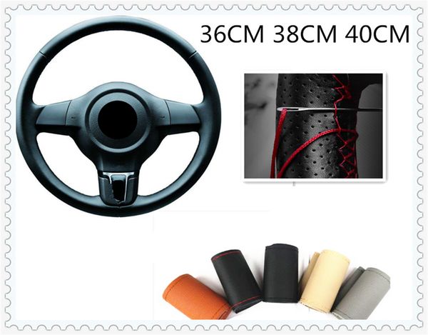 

pu leather car steering wheel cover non-slip braided needle thread for a4 b6 a3 a6 c5 q7 a1 a5 a7 a8 q5 r8 s5 s6 s7 s8