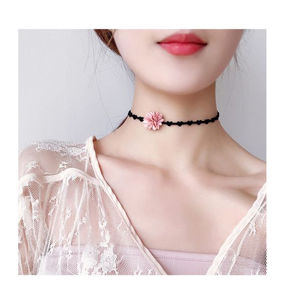 maxi korea simple personality wild flowers short clavicle chain neck strap choker necklace, Golden;silver