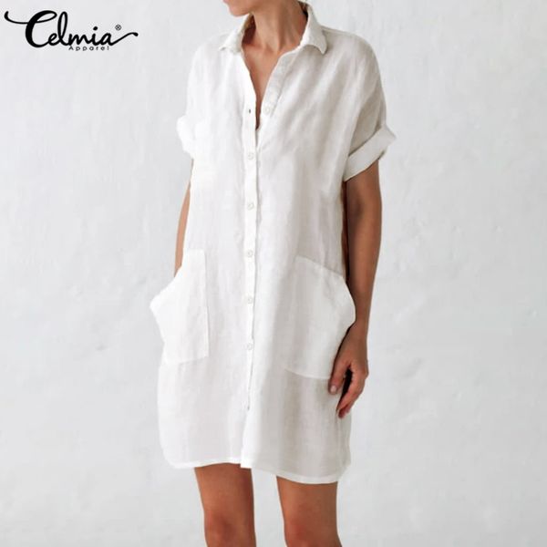 celmia 2020 summer long shirt dress women fashion short sleeve buttons cotton mini sundress casual solid loose work vestidos 5xl, Black;gray
celmia 2020 summer long shirt dress women fashion short sleeve buttons cotton mini sundress casual solid loose work vestidos 5xl, Black;gray