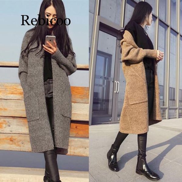 woman cardigan sweater long autumn winter female solid color fashion clothing woman sweaters pocket knit open stitch, White
woman cardigan sweater long autumn winter female solid color fashion clothing woman sweaters pocket knit open stitch, White