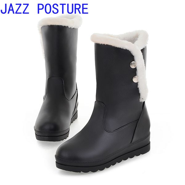 women's boots with fur warm women's boots increased waterproof leather upper large size faux suede slim q364, Black 
women's boots with fur warm women's boots increased waterproof leather upper large size faux suede slim q364, Black
