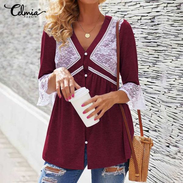 celmia 2020 summer women lace blouse flare sleeve casual loose work shirts vintage tunic plus size blusas femininas 5xl 4xl, White
celmia 2020 summer women lace blouse flare sleeve casual loose work shirts vintage tunic plus size blusas femininas 5xl 4xl, White
