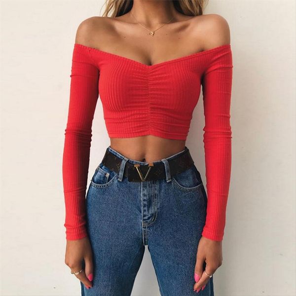 2019 one-shoulder slim t-shirt 2019 one-shoulder slim t-shirt, White
