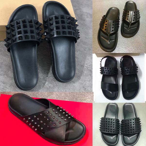 mens designer shoes red bottom spikes slippers genuine leather sandals summer flat flip flops large size, Black
mens designer shoes red bottom spikes slippers genuine leather sandals summer flat flip flops large size, Black