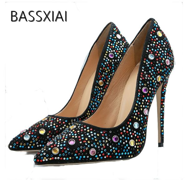 2019 black suede high heel shoes woman pointed toe mixed color rhinestone diamond wedding shoes female
2019 black suede high heel shoes woman pointed toe mixed color rhinestone diamond wedding shoes female