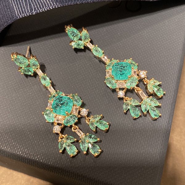 bridal wedding gift broken cz long green tassel earrings fashion luxury women dinner dress jewelry, Silver
bridal wedding gift broken cz long green tassel earrings fashion luxury women dinner dress jewelry, Silver
