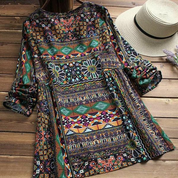 2019 new style fashion women's summer vintage floral tunic ladies print long sleeve blouse, White
2019 new style fashion women's summer vintage floral tunic ladies print long sleeve blouse, White