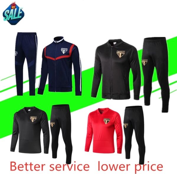 2019/20 sao paulo football tracksuit chandal soccer jacket 19 20 camisas de futebol se palmeiras long pull zipper training suit, Black;white