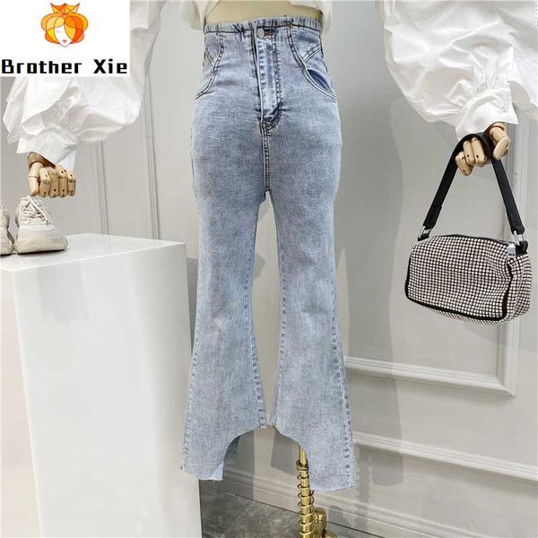 light blue jeans woman 2020 spring and summer new style cool irregular denim trousers micro bell pants high waist jeans femme
light blue jeans woman 2020 spring and summer new style cool irregular denim trousers micro bell pants high waist jeans femme