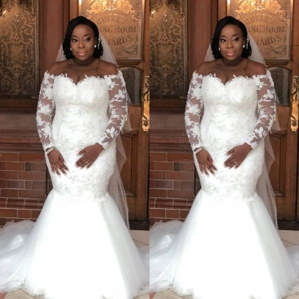 mermaid plus size wedding dresses with sleeves off the shoulders sheer lace long sleeves backless bridal gowns south african beach fat women, White
mermaid plus size wedding dresses with sleeves off the shoulders sheer lace long sleeves backless bridal gowns south african beach fat women, White