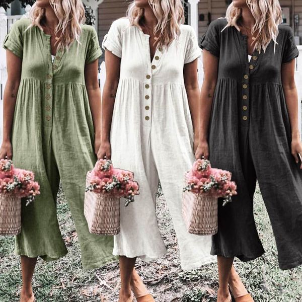 2019 celmia oversized jumpsuits women short sleeve summer rompers casual solid buttons playsuits fashion loose wide leg pants, Black;white
2019 celmia oversized jumpsuits women short sleeve summer rompers casual solid buttons playsuits fashion loose wide leg pants, Black;white
