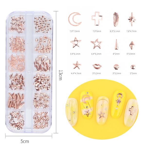 1 box mixed hollow metal frames star moon leaf ocean seashell metallic studs rivets accessory nail decoration 3d diy new designs, Silver;gold
1 box mixed hollow metal frames star moon leaf ocean seashell metallic studs rivets accessory nail decoration 3d diy new designs, Silver;gold