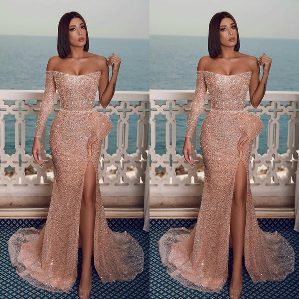 rose gold prom dresses mermaid one shoulder lace sequined robe soiree side split 2020 evening gowns, Black
rose gold prom dresses mermaid one shoulder lace sequined robe soiree side split 2020 evening gowns, Black