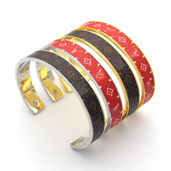 new style flowers pattern leather cuff bangles brand 316l titanium steel gold silver bracelets fashion jewelry 6, Black
new style flowers pattern leather cuff bangles brand 316l titanium steel gold silver bracelets fashion jewelry 6, Black