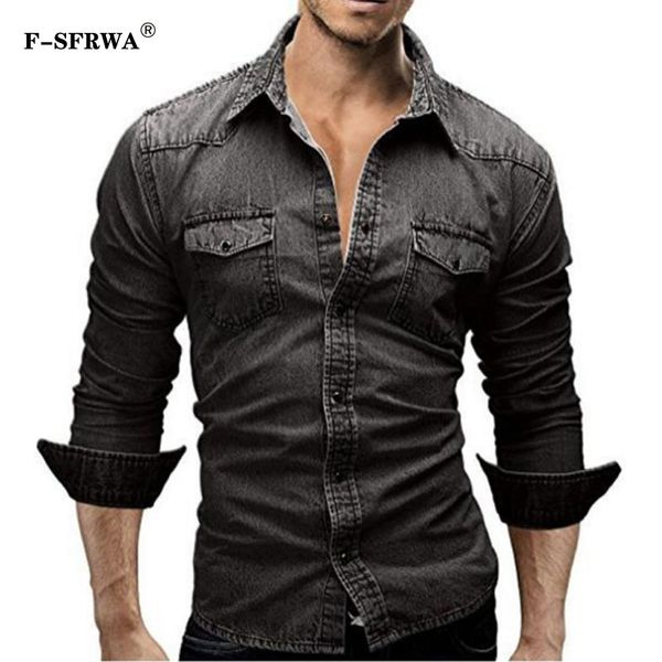 f-sfrwa men shirt brand 2019 male long sleeve shirts casual vintage solid color denim slim fit dress shirts mens 3xl, White;black
f-sfrwa men shirt brand 2019 male long sleeve shirts casual vintage solid color denim slim fit dress shirts mens 3xl, White;black