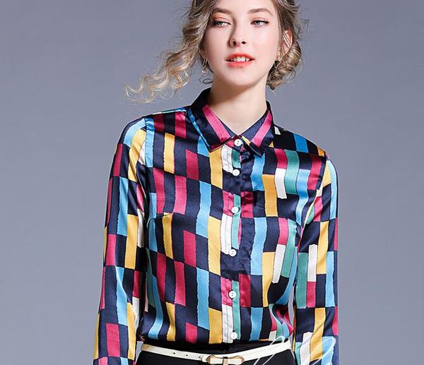 2019 colored grid printed long sleeve women blouses beauitful ladies shirts fashion printed top, White
2019 colored grid printed long sleeve women blouses beauitful ladies shirts fashion printed top, White