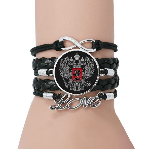 russia national emblem country bracelet love black twisted leather rope wristband, Golden;silver
russia national emblem country bracelet love black twisted leather rope wristband, Golden;silver