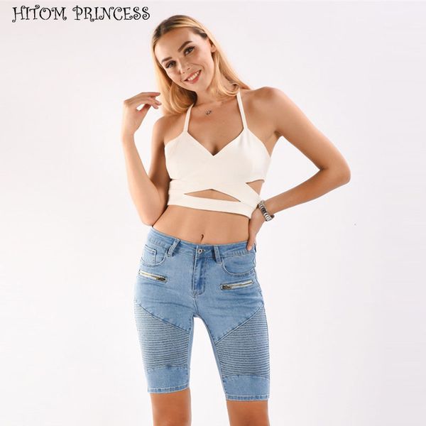hitom princess knee length denim shorts women biker high waist skinny short jeans woman plus size zipper stretch slim shorts, White;black
hitom princess knee length denim shorts women biker high waist skinny short jeans woman plus size zipper stretch slim shorts, White;black