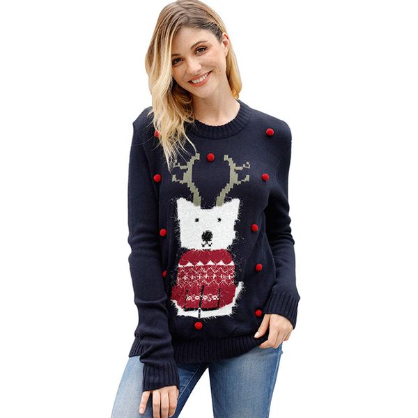 cartoon elk print sweater christmas women long sleeve o neck ladies casual knitted sweaters female big size pullover, White;black
cartoon elk print sweater christmas women long sleeve o neck ladies casual knitted sweaters female big size pullover, White;black