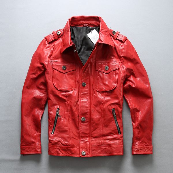 avirexfly 2018 new men fashion red genuine motorcycle leather jacket vegetable tannin red sheepskin riding biker jackets, Black
avirexfly 2018 new men fashion red genuine motorcycle leather jacket vegetable tannin red sheepskin riding biker jackets, Black