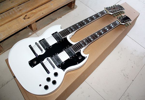 double neck 12+6 strings white body electric guitar with chrome hardware,fixed bridge,can be customized
double neck 12+6 strings white body electric guitar with chrome hardware,fixed bridge,can be customized