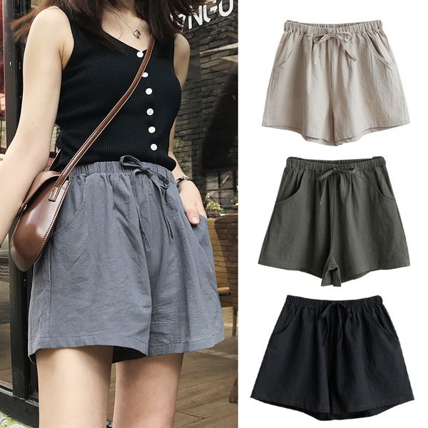 women's shorts summer casual cotton linen women high waist fashion short pants streetwear, White;black
women's shorts summer casual cotton linen women high waist fashion short pants streetwear, White;black