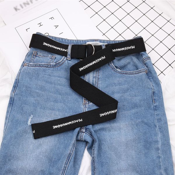 women men letter printed belt long canvas d ring buckle waist strap female student jeans trouser harajuku black waistband, Black;brown
women men letter printed belt long canvas d ring buckle waist strap female student jeans trouser harajuku black waistband, Black;brown