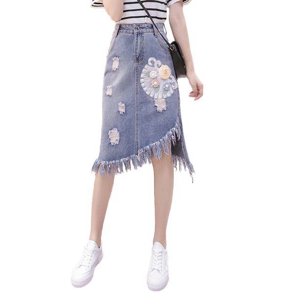 new summer fall women high waisted beading appliques tassel denim skirt female woman a-line embroidery ripped hole jeans skirt, Black
new summer fall women high waisted beading appliques tassel denim skirt female woman a-line embroidery ripped hole jeans skirt, Black