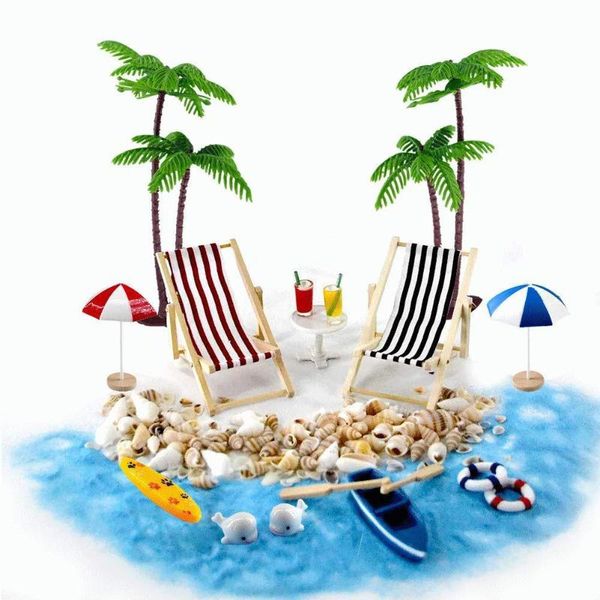 beach toy micro landscape diy mini chair beach set miniature ornaments set for house decoration