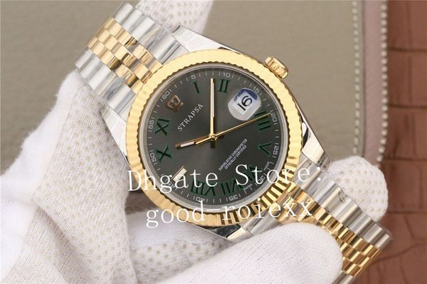 41mm Slate Gray Roman Mens Automatic Cal.3235 Wimbledon Watch Men Two-Tone Steel Gold Jubilee Bracelet 126333 Eta Date Watches, Slivery;brown
41mm Slate Gray Roman Mens Automatic Cal.3235 Wimbledon Watch Men Two-Tone Steel Gold Jubilee Bracelet 126333 Eta Date Watches, Slivery;brown
