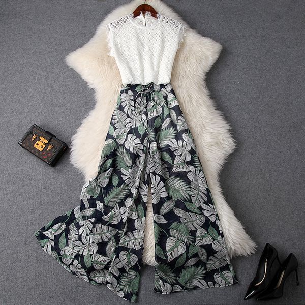 women girls spring summer white lace and blouses + leaves print wide leg pants suit casual two piece set outfits new 2019
women girls spring summer white lace and blouses + leaves print wide leg pants suit casual two piece set outfits new 2019