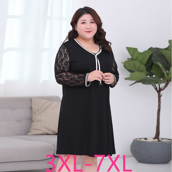 2019 korean autumn winter plus size dress for women loose casual lace long sleeve v neck thick dresses black 3xl 4xl 5xl 6xl 7xl, Black;gray
2019 korean autumn winter plus size dress for women loose casual lace long sleeve v neck thick dresses black 3xl 4xl 5xl 6xl 7xl, Black;gray