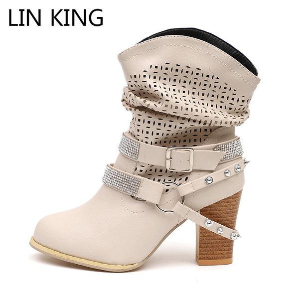 lin king fashion crystal women motorcycle boots retro rivets boots punk pierced short big size lady mid-calf botas, Black
lin king fashion crystal women motorcycle boots retro rivets boots punk pierced short big size lady mid-calf botas, Black