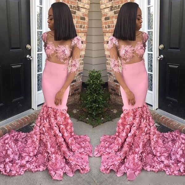 2020 new design pink mermaid prom dresses appliqued sheer neck formal dresses elegant evening wear robes de soiree, Black
2020 new design pink mermaid prom dresses appliqued sheer neck formal dresses elegant evening wear robes de soiree, Black