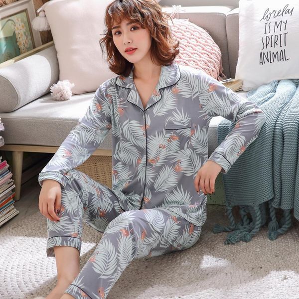 2019 spring autumn cotton pajama set for women long sleeve pyjama femme print sleepwear loungewear homewear pijama mujer clothes, Blue;gray
2019 spring autumn cotton pajama set for women long sleeve pyjama femme print sleepwear loungewear homewear pijama mujer clothes, Blue;gray