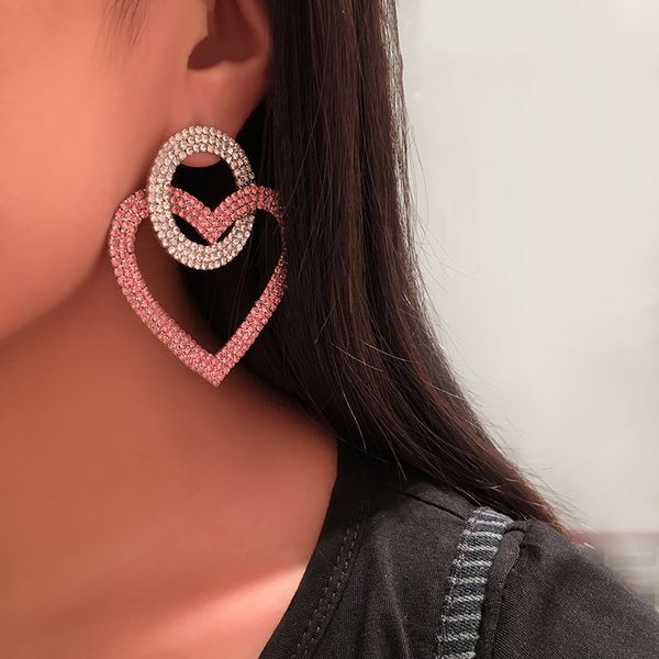 aensoa women vintage earrings unique design crystal heart dangle earrings long big statement rhinestone jewelry 2020, Silver 
aensoa women vintage earrings unique design crystal heart dangle earrings long big statement rhinestone jewelry 2020, Silver