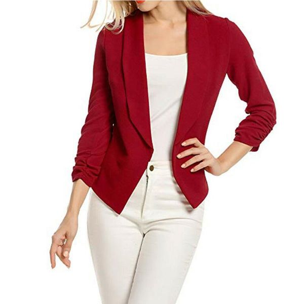 business lapel neck long sleeve work charming spring solid slim women coat jacket autumn thin casual gift, White;black
business lapel neck long sleeve work charming spring solid slim women coat jacket autumn thin casual gift, White;black