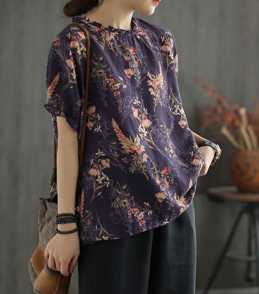 summer new retro art printing cotton shirt female casual loose short sleeve blouse 3928, White
summer new retro art printing cotton shirt female casual loose short sleeve blouse 3928, White