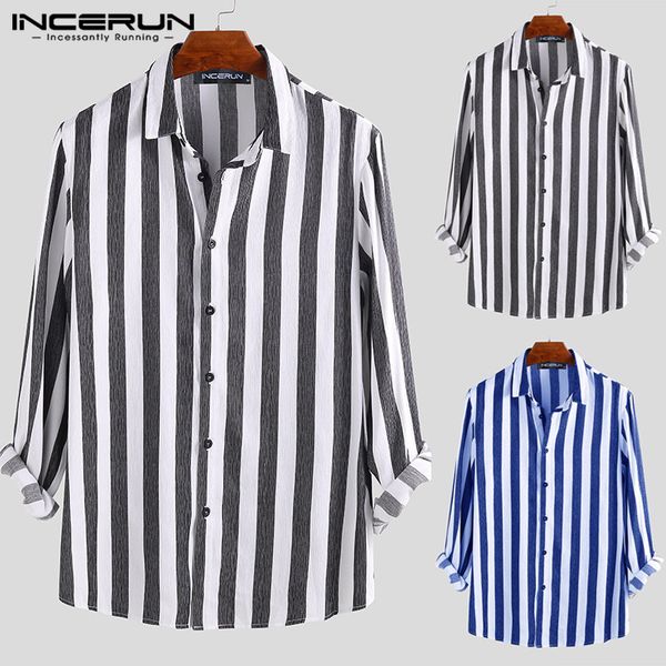 incerun 2019 fashion striped men business dress shirt long sleeve button lapel neck casual brand shirt men slim fit camisa, White;black
incerun 2019 fashion striped men business dress shirt long sleeve button lapel neck casual brand shirt men slim fit camisa, White;black