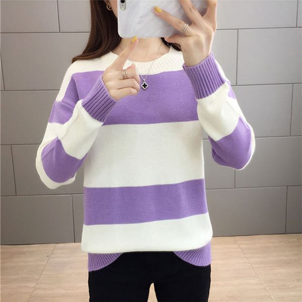autumn winter chic purple v-neck loose pullovers sweaters women korea knitted sweater female bottoming soft jumper, White;black
autumn winter chic purple v-neck loose pullovers sweaters women korea knitted sweater female bottoming soft jumper, White;black