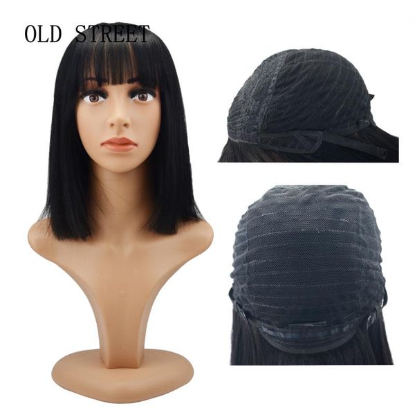 medium womens wigs with bangs heat resistant straight synthetic wigs for women african american female, Black
medium womens wigs with bangs heat resistant straight synthetic wigs for women african american female, Black
