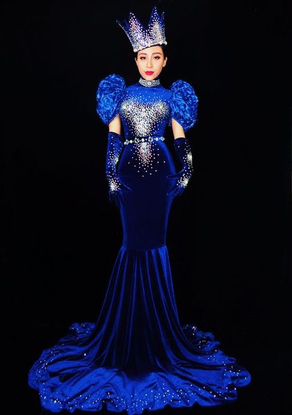 ds fashion evening celebrate tail dresses rhinestones dress long train birthday dress stage costume prom performance wear, Black;red
ds fashion evening celebrate tail dresses rhinestones dress long train birthday dress stage costume prom performance wear, Black;red