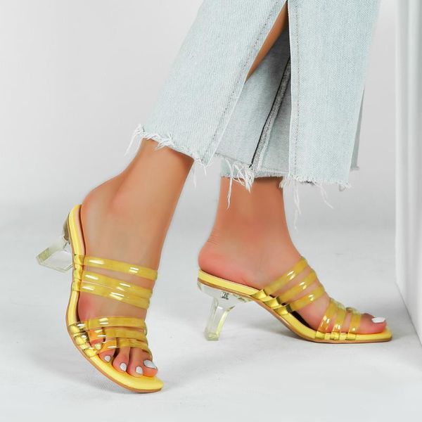 sagace yellow transparent strappy clear heels sandals slippers women high heels flip flops square toe slides female party shoes, Black
sagace yellow transparent strappy clear heels sandals slippers women high heels flip flops square toe slides female party shoes, Black